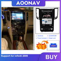 Lecteur autoradio 12.1 pouces avec écran vertical GPS de navigation Tesla pour Infiniti FX35 2009 Lecteur vidéo stéréo de voiture