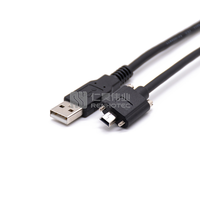 Cable USB para Cámara Industrial, USB a Mini-B, Conector Roscado, Negro, 1m, Cable Moldeado por Inyección, Cable de Transferencia de Datos para Visión Artificial