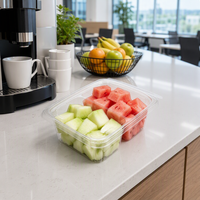Boîte à fruits en PET inviolable avec couvercle à charnière, 2 compartiments, conteneur alimentaire transparent jetable, vente en gros en vrac, directement de l'usine