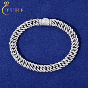 Bracciale Cuban Link Iced Out da 8mm in Argento Sterling <span class=keywords><strong>925</strong></span> Placcato Oro con Moissanite VVS, Gioielli Hip Hop da <span class=keywords><strong>Uomo</strong></span> con Certificato GRA - Product Image 1