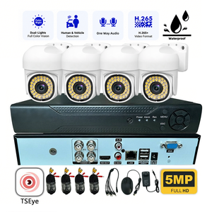 Kit de caméra de sécurité TSEye 4CH 5MP IP66 AHD PTZ XVR, système de surveillance CCTV, sirène intégrée, détection humaine, alarme, grand angle - Product Image 1