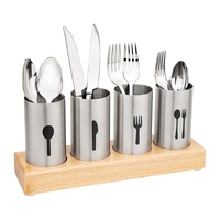 Porte-ustensiles de cuisine sur comptoir à quatre compartiments, seau de rangement pour couverts autoportant