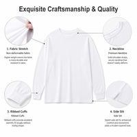 Kaos Oblong Lengan Panjang Unisex Katun Murni 230g Berat, Benang Ganda Berkualitas Tinggi, Warna Solid, Kerah O, Atasan Musim Gugur Musim Dingin Grosir