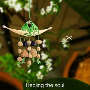 Wholesale Natural <b>Seed</b> Pod Bamboo Wind Chime Handicraft Hanging Ornament For Yoga Studio Garden Home Decor - Product Image 5