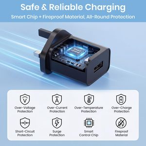 HYTO 5V 2A 10W USB Plug Adapter <strong>UK</strong> USB Charger Plug 100-240V Input USB Power Plug For Mobile Phone - Product Image 4