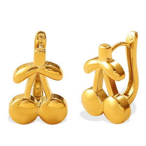 ต่างหูเชอร์รี่สแตนเลสสีทองสำหรับผู้หญิงเครื่องประดับแฟชั่น EH1262 - Product Image 5