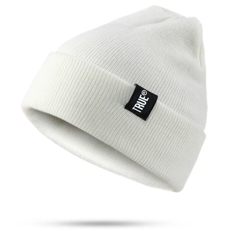 Etichetta tessuta logo filo doppio strato tenere in caldo cappello invernale
