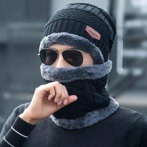 Winter Ski Cap With <b>Neck</b> Warmer Knitted Hat Waterproof Keep Warm Outdoor Men's Fishing Hat <b>Scarf</b> Set - Product Image 4