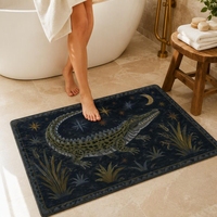 Tapis moderne en polyester, imprimé crocodile, bordure botanique en faux velours, fabriqué à la machine, pour la décoration intérieure