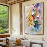 Grande peinture abstraite colorée à l'impasto, art mural texturé coloré, décoration haut de gamme pour la maison, décoration moderne et élégante pour le salon