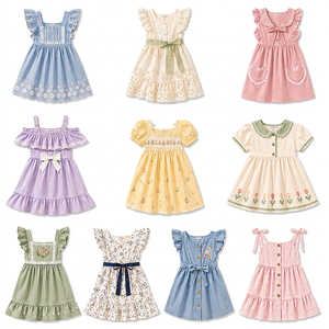 Vestido de Verano para Niñas, Paquete de Estilos Variados, Estampado Floral, Algodón, Informal, Princesa, Línea A, Ropa Infantil - Product Image 1