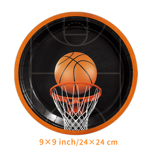 <span class=keywords><strong>Ensemble</strong></span> de vaisselle sur le thème du basketball pour fête d'anniversaire, assiettes et serviettes de table pour décorations de fête de garçon - Product Image 3
