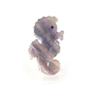 2025 vendita calda naturale guarigione pietre di cristallo arcobaleno Fluorite ippocampo intaglio per la decorazione regalo intaglio artigianato - Product Image 2