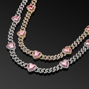 European American <b>Cross</b>-border Valentine's Day Gift Resin Heart-Shaped 8mm Copper Cuban Necklace <b>Chain</b> Sporty for - Product Image 2