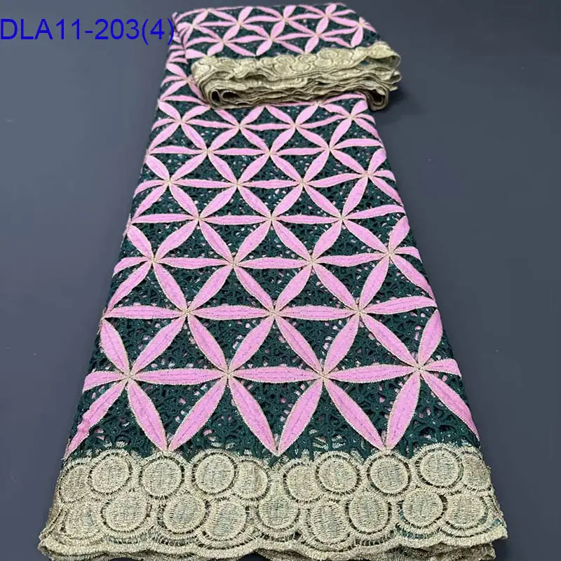 Desain baru kain renda guipure Afrika bordir tali multiwarna renda pernikahan renda larut air untuk wanita