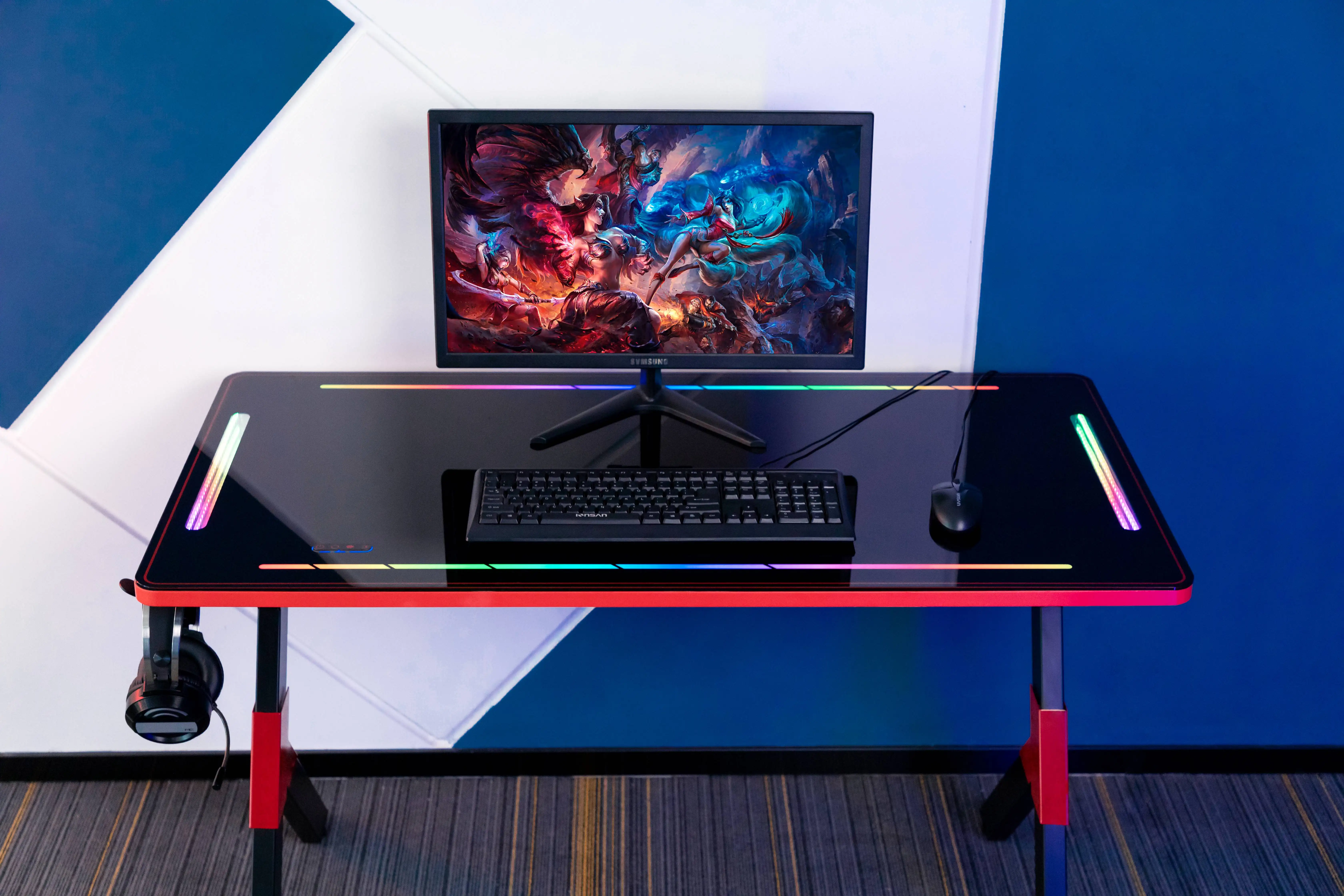 RGB light office table standing desk computer accessories computer desk gaming table