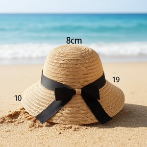 Sombrero de Paja Angelina con Lazo Negro de 8 cm Ajustable para Mujer, para Usar en la Playa en Verano - Product Image 2