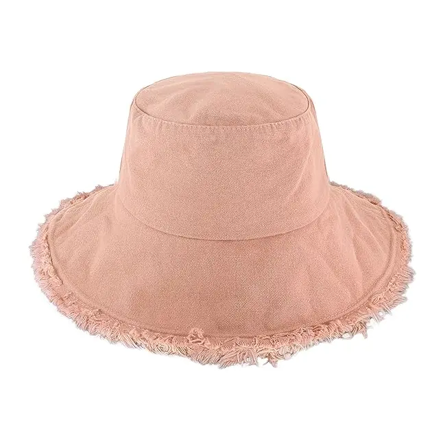 Cappelli a secchiello sfilacciati per donna uomo Unisex alla moda in cotone lavato Floppy a tesa larga Boonie Outdoor Summer Beach copricapo