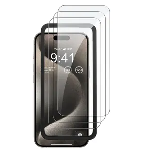 适用于苹果6.7的iPhone 15 Pro Max屏幕保护器99.99% 高清透明9h硬度无气泡钢化玻璃屏幕保护器
