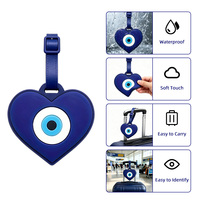 Étiquettes de bagage personnalisées en PVC motif Evil Eye, protection Nazar, étiquettes de voyage en caoutchouc souple pour valise, cadeau de marque, parfaites pour la vente en ligne.