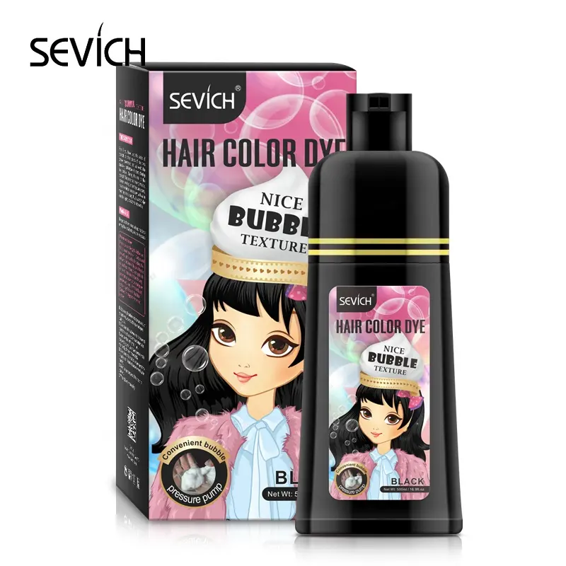 Shampooing pour femmes de couleur brune de teinture pour cheveux à bulles naturelles de Chine de marque privée en gros