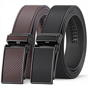 Cinturón Formal de Cuero Genuino para Hombre, Patrón Geométrico, Hebilla de Aleación con Cierre Automático, Ancho de 3.5 cm, Longitud Ajustable de 110-125 cm - Product Image 3