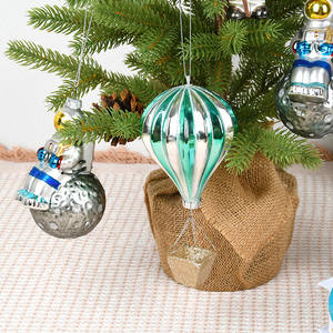 अनुकूलन लक्जरी अंतरिक्ष यात्री रॉकेट गर्म हवा के गुब्बारे ग्लास क्रिसमस पार्टी के पेड़ के लिए हस्तनिर्मित छोटे पेलेंट - Product Image 5