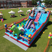 Château gonflable écologique Big Bounce House avec toboggan, taille personnalisable, thème équestre licorne, structure de jeu commerciale