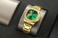Montre BESTWIN de luxe pour homme, de haute qualité, octogonale, en acier inoxydable doré, résistante à l'eau, pour toutes les occasions