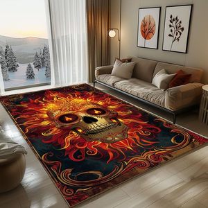Trừu tượng Retro ngọn lửa sọ khu vực Thảm <span class=keywords><strong>Gothic</strong></span> trang trí nội thất mềm chống trượt thảm trừu tượng Mô hình phòng khách phòng ngủ trang trí nhà thảm - Product Image 2