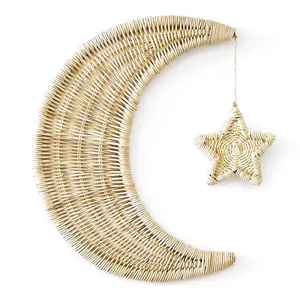 Nursery Decor Organic Rattan Moon Star Rattan Moon Wall Decor