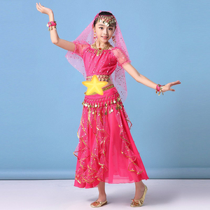 Conjunto de Disfraces de Danza del Vientre para Niñas, Ropa de Danza India para Carnaval, Traje Infantil de <span class=keywords><strong>Bollywood</strong></span> para Actuaciones en Escenario - Product Image 5