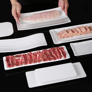 Assiettes rectangulaires jetables pour salades et plats froids, en mélamine A5 biodégradable, compatibles micro-ondes et étanches - Product Image 6