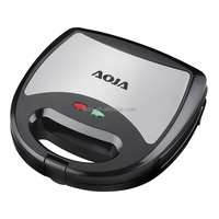 Machine à sandwichs automatique AOJA 5-en-1 2 tranches en acier inoxydable 750W avec gril amovible et plaques triangulaires pour gaufres/beignets