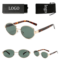 Lunettes de soleil polarisées en acétate personnalisées avec logo, design de créateur, pour hommes et femmes, style rétro ovale en métal, protection UV