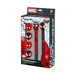 For Marvel Spiderman Peter-Pack of <b>Erasable</b> Gel <b>Pen</b> + Eternal Pencil + 4 Erasers, Red - Product Image 2