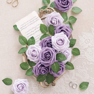 Fleurs Artificielles Combo Violeta Púrpura rosas artificiales con tallo DIY Decoración <span class=keywords><strong>de</strong></span> la boda Centros <span class=keywords><strong>de</strong></span> mesa Arreglos Ramos - Product Image 3