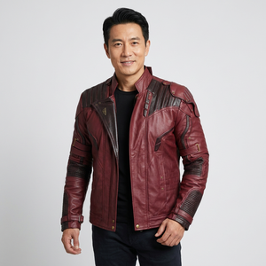 Luxury Men's Leather Motorcycle Jacket <b>Ultra</b>-Soft with Cashmere Lining Heated Neck Panel Eco-Friendly Leather Jacket - Product Image 1