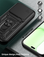 Étui de protection rotatif à 360° avec anneau pour HUAWEI Honor 600 Smart/600 Lite/X6D/Play 60A/Play10A, coque arrière blindée avec fenêtre coulissante et béquille