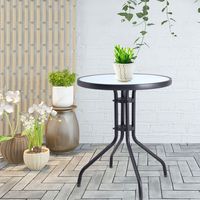 Table à Manger Légère et Portable en Verre Trempé, Mobilier d'Extérieur Durable au Design Moderne pour Hôtels, Écoles, Salons et Parcs