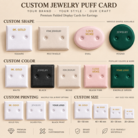 Carte de présentation de bijoux personnalisée en velours floqué pour boucles d'oreilles et colliers, avec logo, couleur, taille et forme