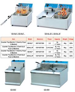 GD-72F <span class=keywords><strong>Friteuse</strong></span> à gaz professionnelle double à bouton rotatif, 2 réservoirs de 6 litres, en acier inoxydable, pour restaurant, usage domestique et extérieur, à poser sur comptoir, au propane - Product Image 2