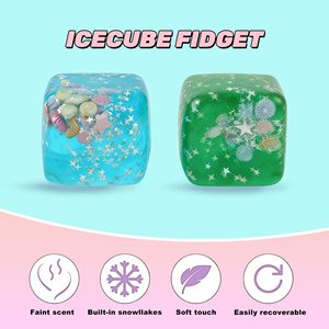 Jouets sensoriels <span class=keywords><strong>Ice</strong></span> Cube Cube Fidget - Jouets sensoriels pour enfants avec de vraies coquillages marins, jouet anti-stress souple pour enfants et adultes, balle à presser - Product Image 2
