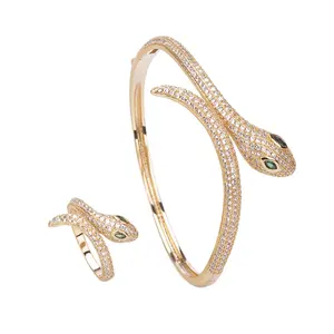 Commercio all'ingrosso di vendita calda mano del progettista braccialetti Del Serpente per le donne, i braccialetti dei monili di arabia saudita delle donne del braccialetto e anello insieme dei monili