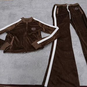 High Quality Loungewear Women Velvet Sets Tall Girl Friendly Casual Yoga <strong>Trousers</strong> Soft <strong>Velour</strong> Women's 2 Piece Shorts Set - Product Image 3