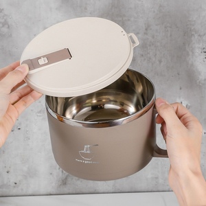 Tazón de Acero Inoxidable para Fideos Instantáneos, Tazón para Fideos Instantáneos para Dormitorio, Tazón de Arroz para el Hogar, Lonchera Grande para Cafetería - Product Image 3
