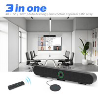6 Mikrofonlu Dizilim ve Hi-Fi Hoparlörlü Hepsi Bir Arada 4K Web Kamerası, Hibrit Toplantı Odaları için Kablosuz Uzatma Mikrofonları Desteği