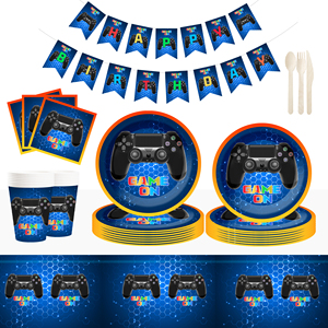 Juego de Vajilla Personalizado DAMAI con Temática de Videojuegos, Platos, Vasos y Servilletas de Papel para Fiestas de Cumpleaños Infantiles - Product Image 2