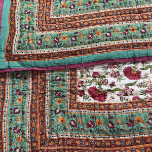 100% algodón puro Kantha Patchwork edredón estilo Vintage tamaño Queen algodón Kantha edredón suave Reversible manta de invierno para USO HOTELERO - Product Image 1