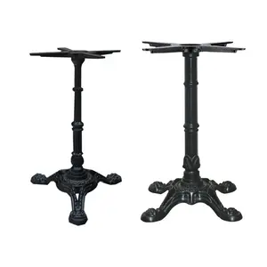 Base de mesa de ferro fundido para móveis, pedestal personalizado, pernas redondas cruzadas em ferro fundido, base de mesa de metal para café e bar